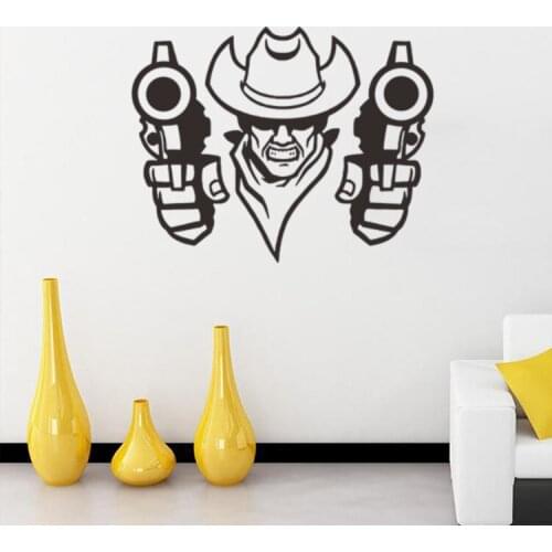 Western cowboy creative vinyl wall decal home decor living room diy art mural removable wall stickers