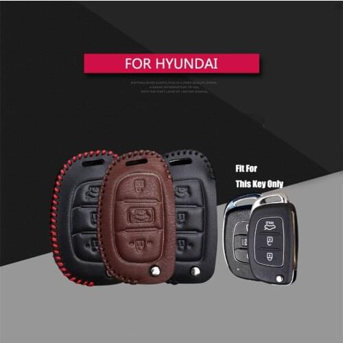 Best Sale Leather Flip Car Key Case Cover For Hyundai Solaris I30 IX35 Accent Getz Sonata Kona Key Holder Key Parts Skin Shell