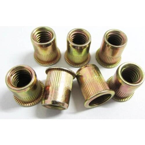 M3 M4 M5 M6 M8 M10 M12 Zinc Plated Carbon Steel Knurled Nuts Rivnut Flat Head Threaded Rivet Insert Nutsert Cap Rivet Nut