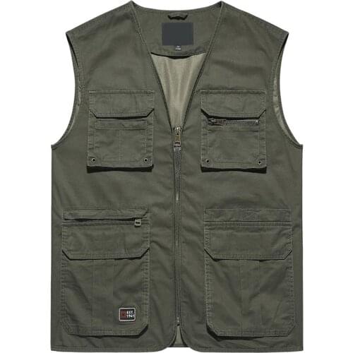 Mens High-Quality Cotton Outdoor Multi-Pocket Quick-Drying Vest For fishing And Hiking Camping Reporters Vest Jacket Overalls