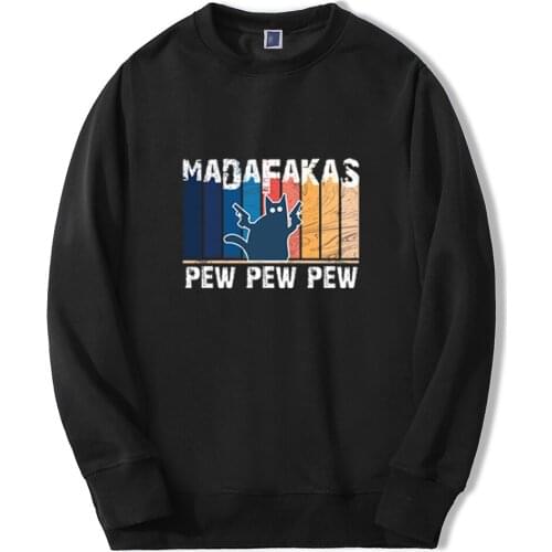 Funny pew pew madafaks cat Colour Men Hoodie 2020 Autumn Winter Warm Fleece High Quality Sweatshirts Fashion Fitness Hoodies