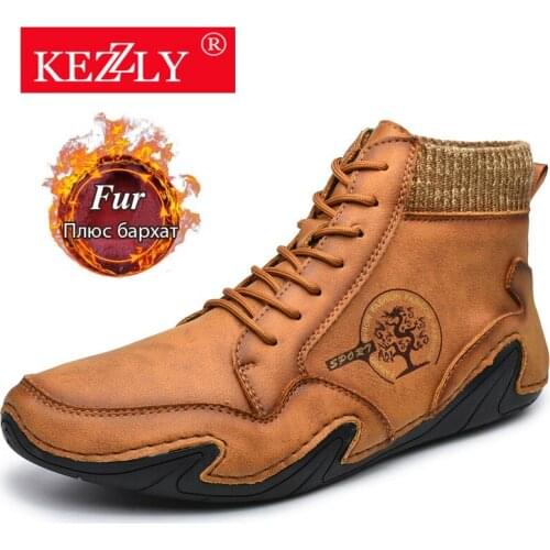 Brand Winter Men Snow Boots High Quality Leather Man Ankle Boots Warm Fur Winter Men Boots Fashion Autumn Mens Shoes Size 38-48