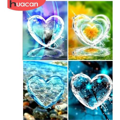 HUACAN Full Drill Diamond Art Painting Kits Heart Cross Stitch Mosaic Embroidery Landscape Home Art Handmade Gift