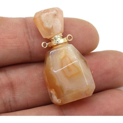Natural Stone Perfume Bottle Pendant Charm Cherry Agates Crystal for Fashion Jewelry Making DIY Necklace Accessories