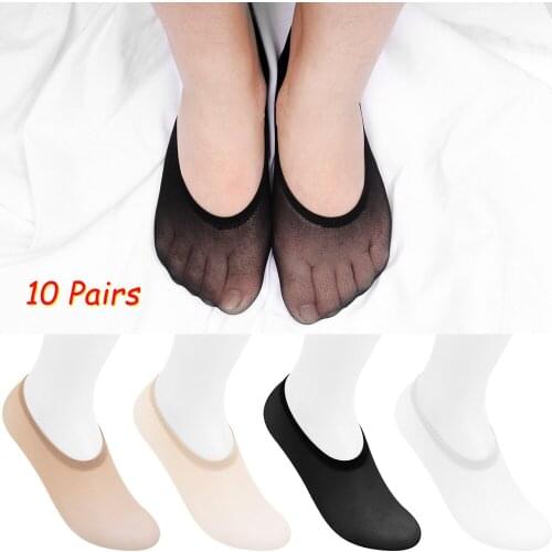 10 Pairs Cotton Sock Slippers Women High Elastic Invisible Stocking Low Cut Sweat Absorbing Girls Breathable Summer Shoes Solid