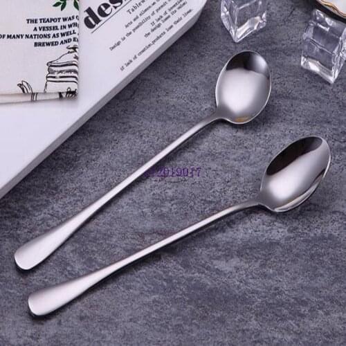 New Stainless Steel Long Handle Spoon Coffee Latte Ice Cream Soda Sundae Cocktail Scoop Free Shipping #707