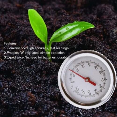 NEW 20 Inch 50cm Length 0℃-120℃ Compost Soil Thermometer Premium Food Grade Stainless Steel Metal Measuring Probe Detector