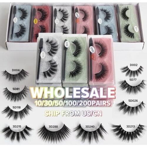 Wholesale False Eyelashes 5/10/20/30/50/100 Lash Box Faux Mink Lashes in Pack with Logo Thick Eyelash Lashes Packaging