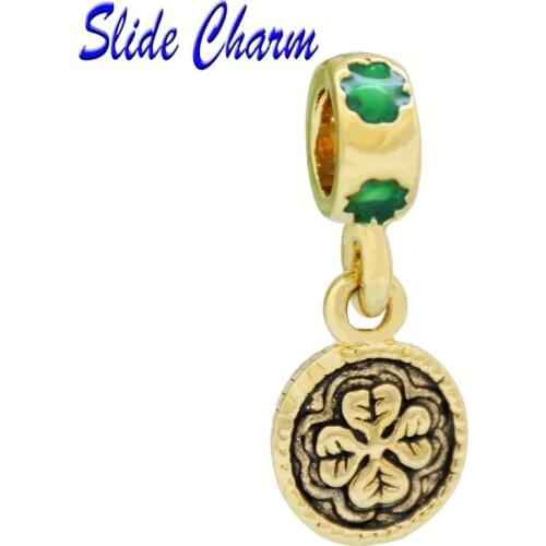Slide charm rud me for luck lucky grass pendant charm bead fit Pandora Bracelet and Bracelet Pendant DIY jewelry