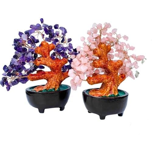 Natural Amethyst Energy Tree of Life Crystal Cluster Base Desktop Office Decor Healng Degausing Paperweight Aesthetic Home Decor