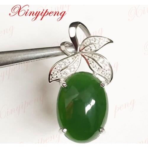925 silver with 100% natural Jasper pendant Spinach is green Simple and easy Fine jewelry