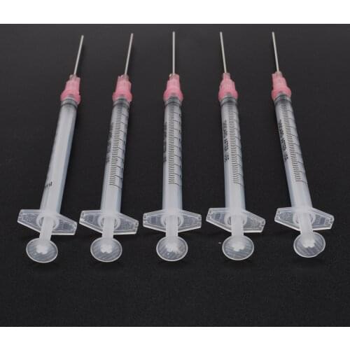 5 set 1ml Transparent Syringe + Blunt Tip Needle 18 Gauge 1.5 inch with Syringes Tip Caps DIY Liquid Glue