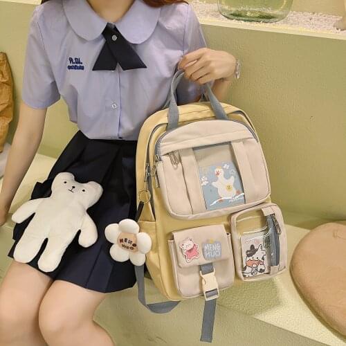 2021 The New Nylon Kawaii Academy Women Backpack Fashion Waterproof Rucksack Girls School Bag Cute Student Backpack Travel