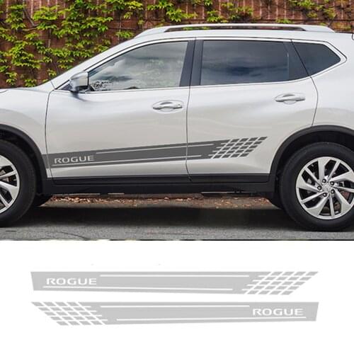 2PCS Sport Car Body Decoration Vinyl Reflective Stickers For Nissan Rogue Auto Both Side Skirt Stripe Auto Tuning Accessories
