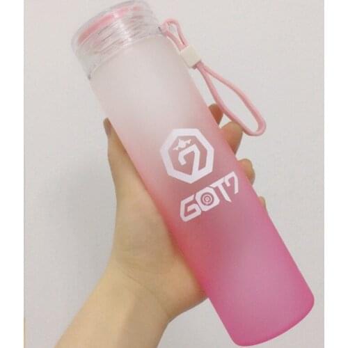 KPOP GOT7 Water Cup NEVER EVER Glass Bottle Gradient Frosted Drink JB Bambam
