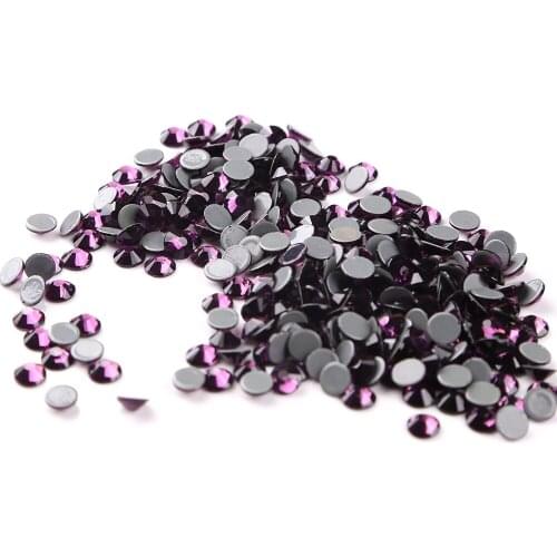 Dark Amethyst SS6-SS30 Hot Sale Crystal Glass Hot Fix Rhinestone Glass Crystal Flatback Grey for Accessories Decoration