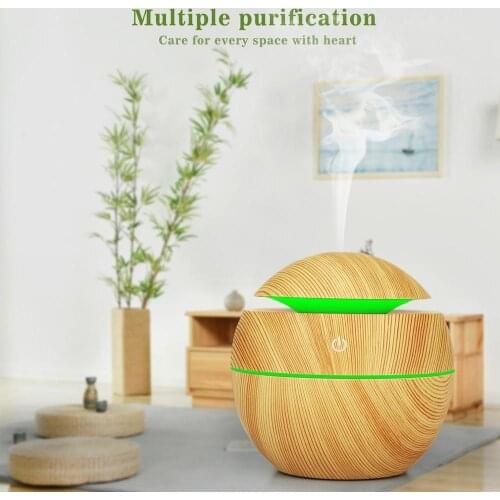 Ultrasonic Humidifier Air Purifier Bedroom Mute Aromatherapy Lamp Plug-In Wood Grain Incense Burner Color Changing LED Light