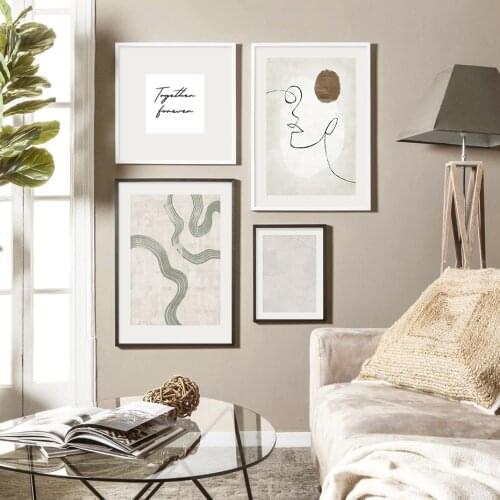 Vintage Green Line Face Abstract Posters Canvas Painting Wall Art Print Picture Living Room Bedroom Interior Home Decoration