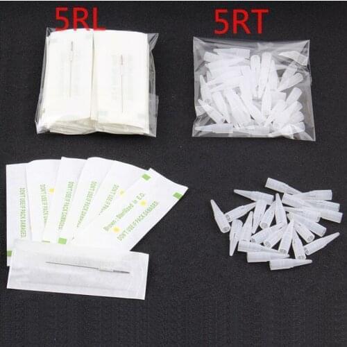 YILONG 5RL+5RT (Needles +Tips Each 50pcs ) Professional Permanent Makeup Machine Needles Caps For Eyebrow Lips