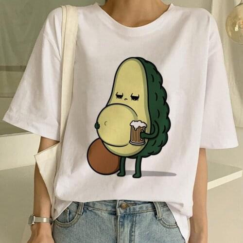 Fashion Top Tee Female Cartoon Avocado Vegan Short Sleeve Cute T-shirt Women Small Fresh Casual T Shirt Harajuku Ullzang Tshirt