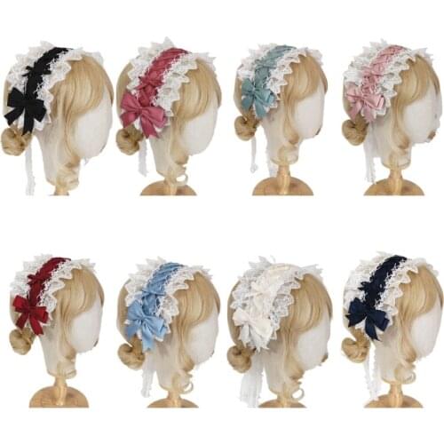 Girl Ruffles Lace Headband with Bowknot Hair Hoop Gorgeous Fashion Headwrap Sweet Anime Maid Cosplay Accessories