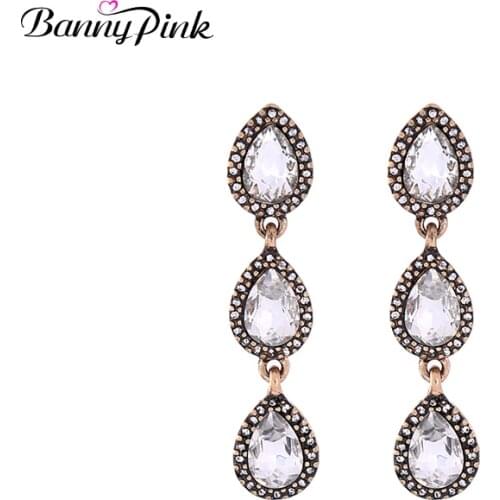 Banny Pink Vintage Water Drop Statement Studs Earrings For Women Elegant Alloy Pendant Post Earrings Fashion Jewelry Pendientes
