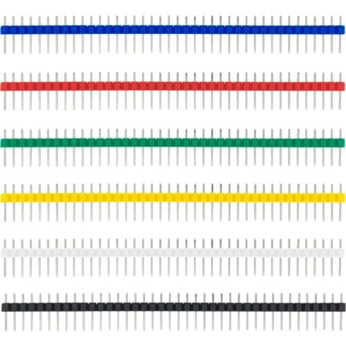 10pcs 40 Pin 1x40 Single Row Male 2.54 Breakable Pin Header Connector Strip For Arduino white/black/red/blue/green/yellow
