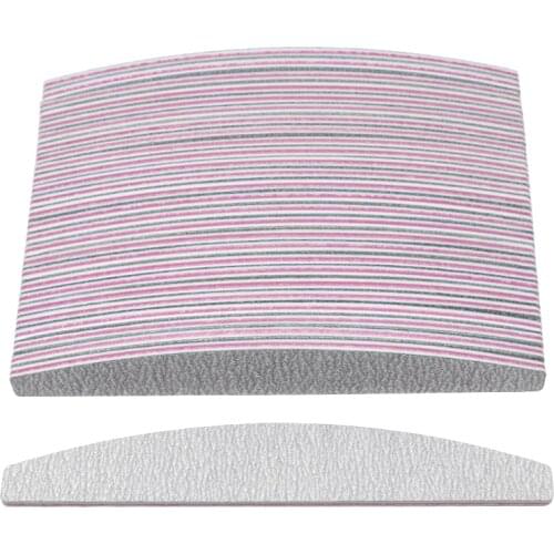 100Pcs/lot Grey Nail Files 100/180 Sanding Sandpaper Buffer Block Curved Emery Board pilnik do paznokci Manicure Nail Art Tools