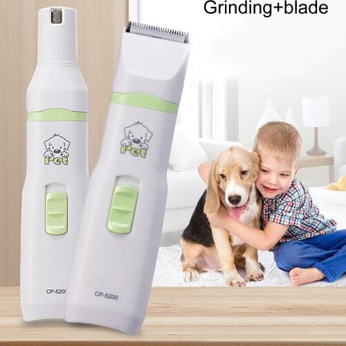 2 In 1 Pet Dog Cat Hair Trimmer Paw Nail Grinder Grooming Clippers Nail Cutter Hair Cutting Machine