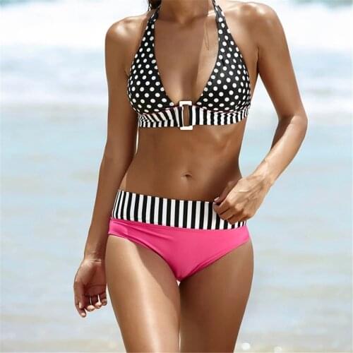 2021 New Sexy Bikinis Bandage Swimming Women Push Up Dot Swimsuit Plus Size Swimwear Women Bathing Suit Brazil Swim Beach Wear