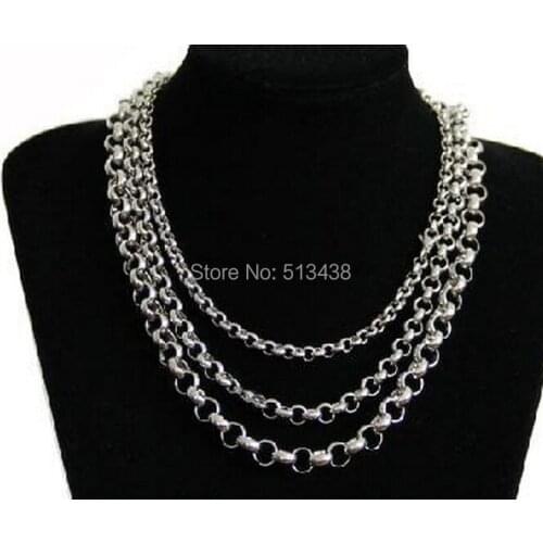 5pcs/Lot 3mm-10mm More Shiny Round Rolo Chain Necklace Stainless Steel Wholesale Jewelry