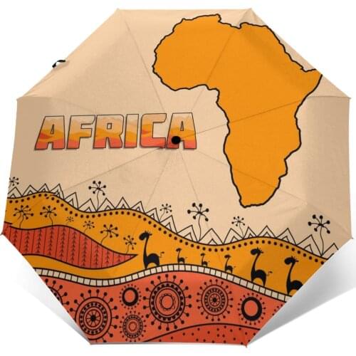 Automatic Umbrella African Traditional Ethnic Silhouette Of Mainland three-fold umbrella women men rain umbrella