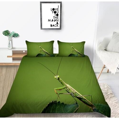 Praying Mantis Bedding Set Queen Size Insect Series Natural Duvet Cover Green King Twin Full Single Double Unique Design Bed Set
