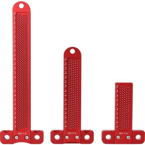 Woodworking Scriber T-Type Ruler Hole Positioning Scribing Gauge Aluminum Alloy Measuring Tool 260mm for Carpenter