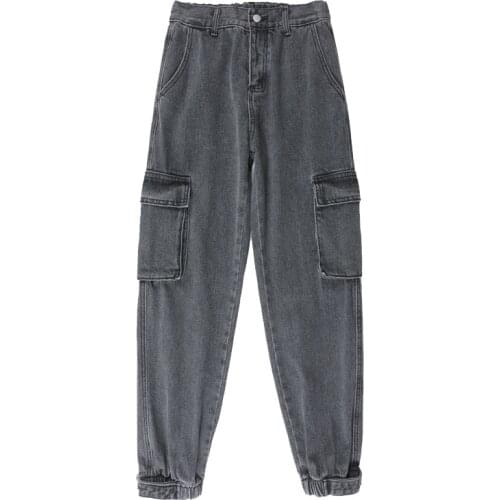 High Waist Women Jeans Slim Slimming Harem Pants Autumn 2020 Female Trousers Comfortable Casual Ankle Length Denim Overalls