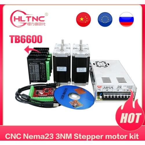 CNC electronic kit 4set TB6600 stepper driver+ NEMA23 3Nm DC motor+350W60v power supply+Mach3 4 axis controller board for CNC