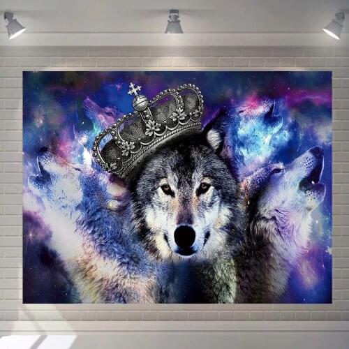 Crown wolf tapestry wall hanging drap mural tapiz mandala bohemian wall carpet trippy tapestry
