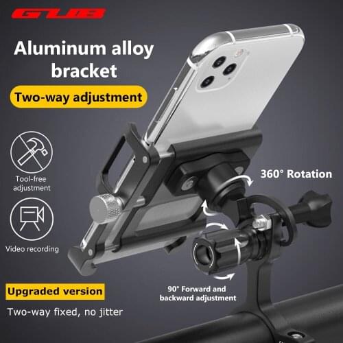 GUB PLUS 15 Aluminium Bike Phone Mount 360° Rotatable Adjustable Non-slip Cycling Bracket MTB Phone Stand for 3.5-6.5 inch