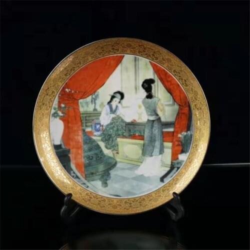 Jingdezhen Ceramic Chinese Porcelain Plate Painting Classic Beauty Portrait Plate Phnom Penh Plate Dish Feng Shui Gift