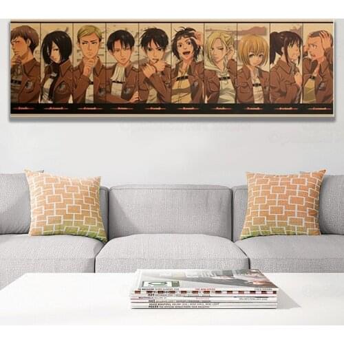 Attack on Titan Character Collection Poster Classic Cartoon Anime canvas poster Paper Anime Wall Sticker Room Decoration Wallpap