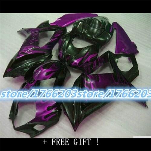 ABS Body Kits For Suzuki K7 GSX-R 1000 2007-2008 GSXR1000 07-08 purple flames Black ABS Motorcycle Fairing (Injection molding)