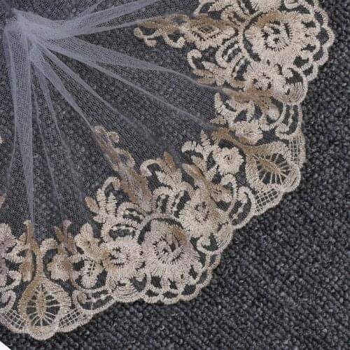 1Yards Embroidery Lace Fabric Tulle Wide 17cm Gold Trim Ribbon Gold Lace Trim Guipure Applique Sewing Wedding Lace For Dress ZA8