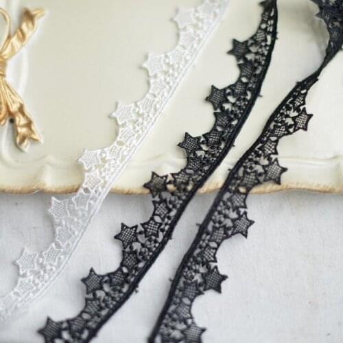 Hot !!! 5 Yards 2m Costume Home Decoration Flower Star Lace Trimming Embroidery Sew DIY Craft White Black Lace Trim