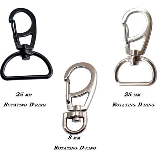Small Clasps Metal Spring Swivel Snap Hooks Carabiner Clips with Rotating D-Ring Paracord Buckles Clasps Keychain