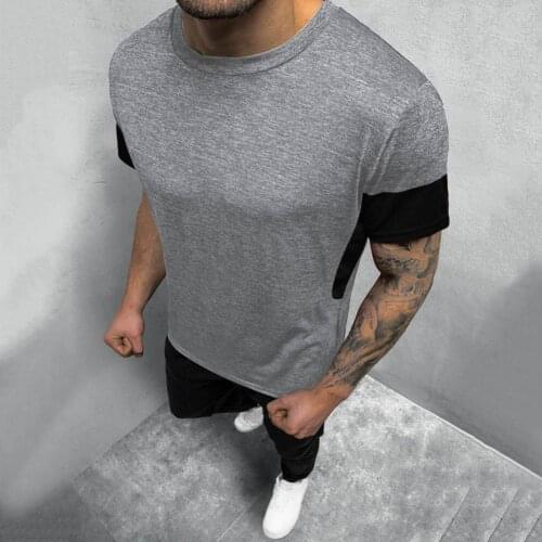 Men T-shirt Short Sleeve Quick Dry Summer Round Neck Color Block Top Male Sportswear Summer Fitness Bodybuilding shirt camisetas
