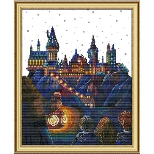 Magic Castle cross stitch kit aida 14ct 11ct count print canvas stitches embroidery DIY handmade needlework