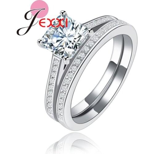 Fashion Party Accessories Women Rings Set 925 Sterling Silver Party Jewelry High Quality Shiny White CZ Wholesale