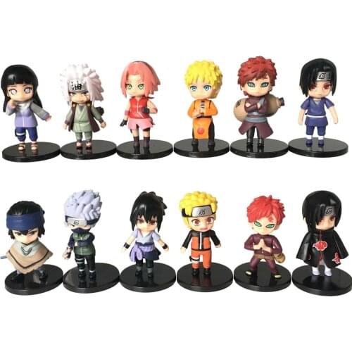 12pcs/Set Anime Figure Antistress Shippuden Hinata Sasuke Itachi Kakashi Gaara Jiraiya Sakura PVC Childrens Gifts