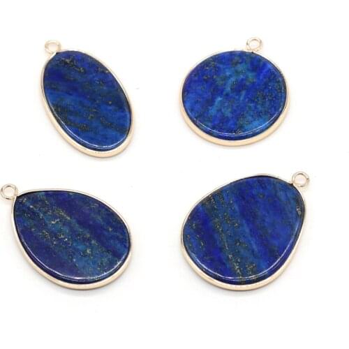 New Trendy Natural Stone Pendant Lapis Lazuli Charms lasurite Pendants for Jewelry Making Necklace Accessories