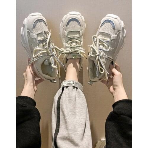 2021 spring and autumn new womens breathable mesh casual shoes fashion all-match platform sneakers